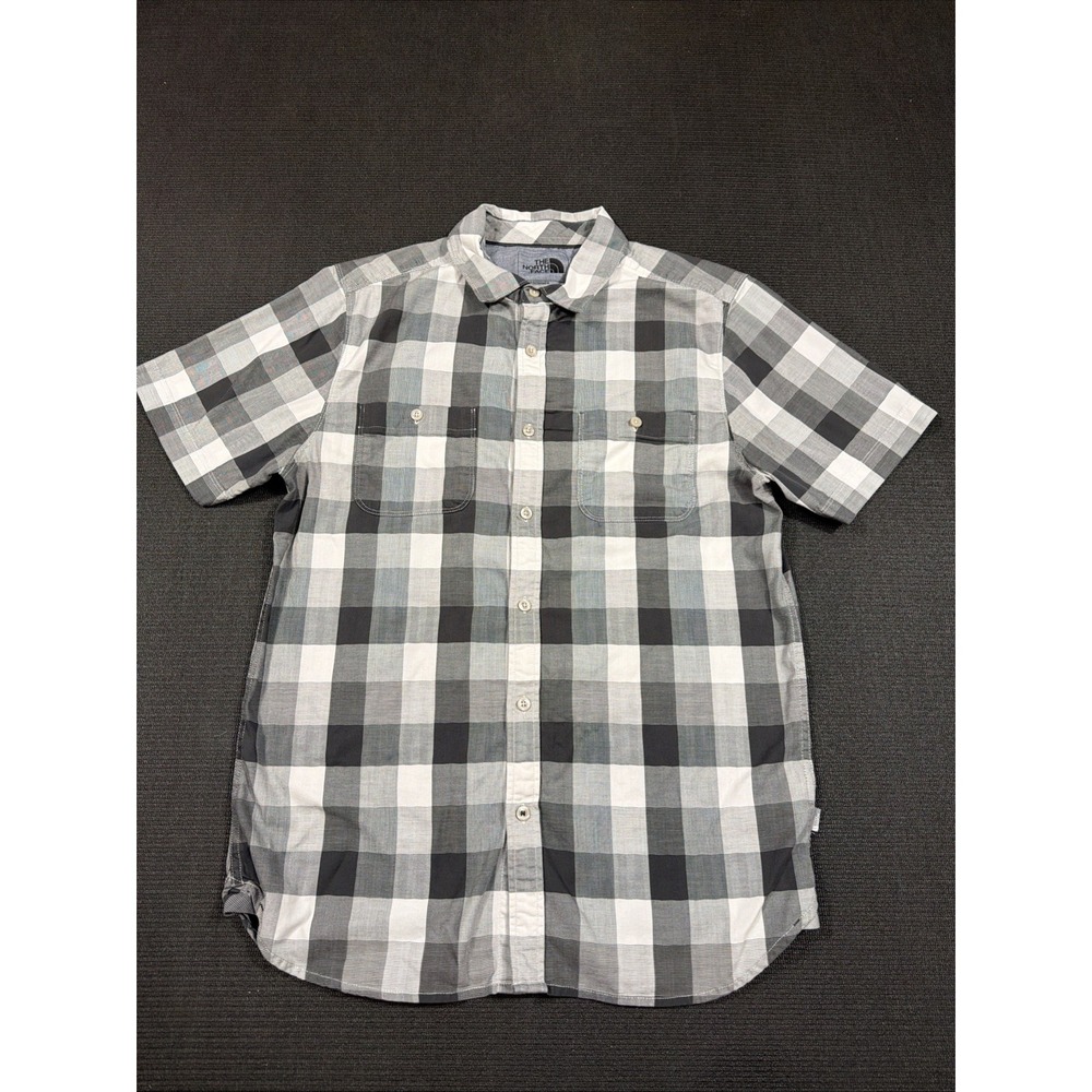 The North Face Shadow Cosmic Gray Gingham Plaid Button Up Shirt Men's Size M